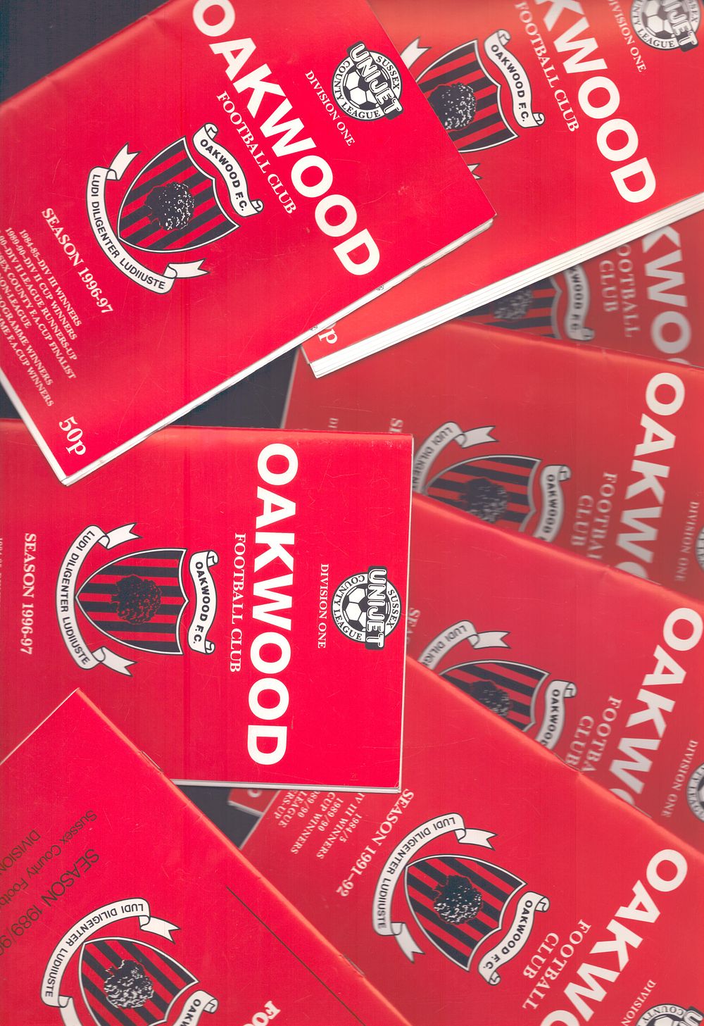 Lot 397: 8x Oakwood football club official programme, v season...