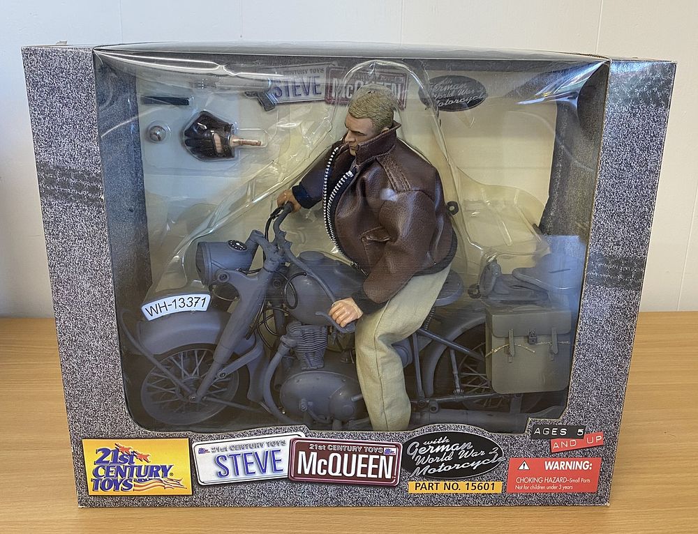 Lot 300: Steve McQueen action figure with German WW2 Motorbike,...