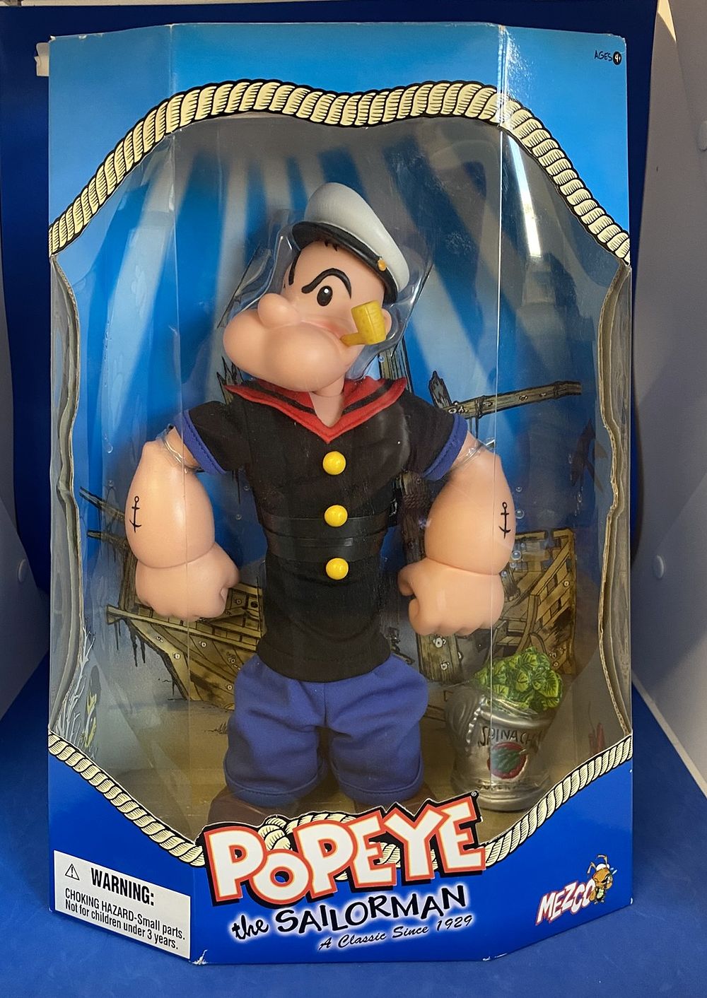 Lot 325: Popeye the Sailorman figure, in unopened packaging.