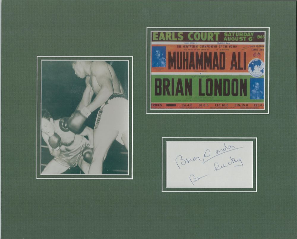 Lot 451: Brian London signed white card. Mounted with black...