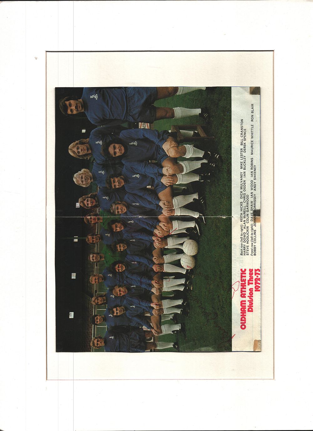 Lot 454: Oldham Athletic 1972/3 signed colour newspaper photo. Signed...