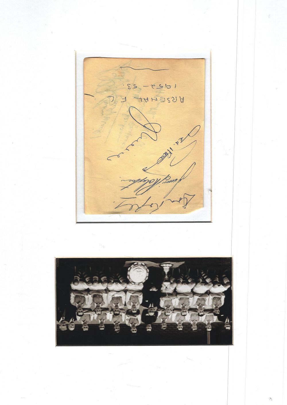 Lot 456: Arsenal FC 1952/3 signed album page mounted below...
