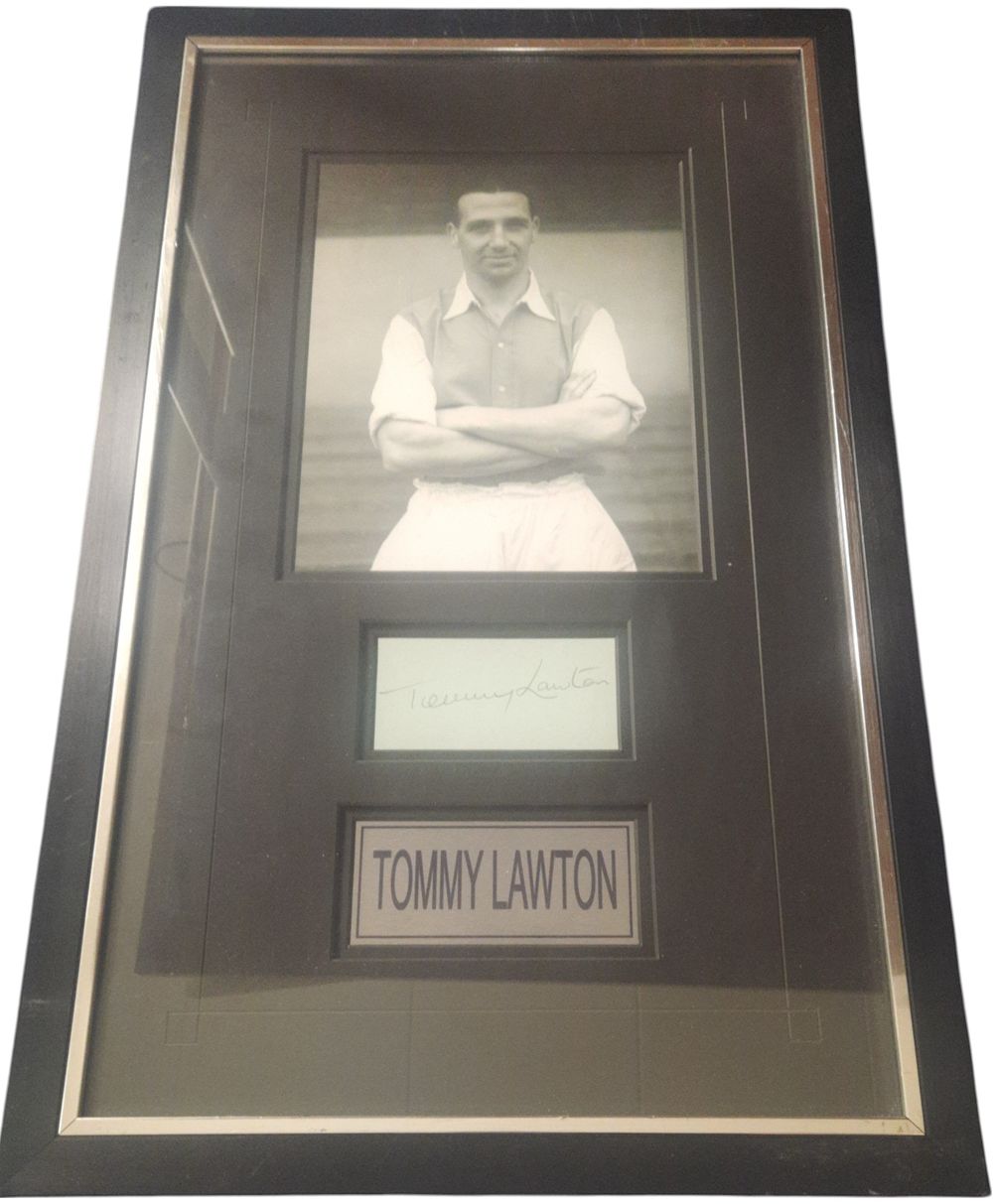 Lot 493: Tommy Lawton signed album page. Mounted and framed...