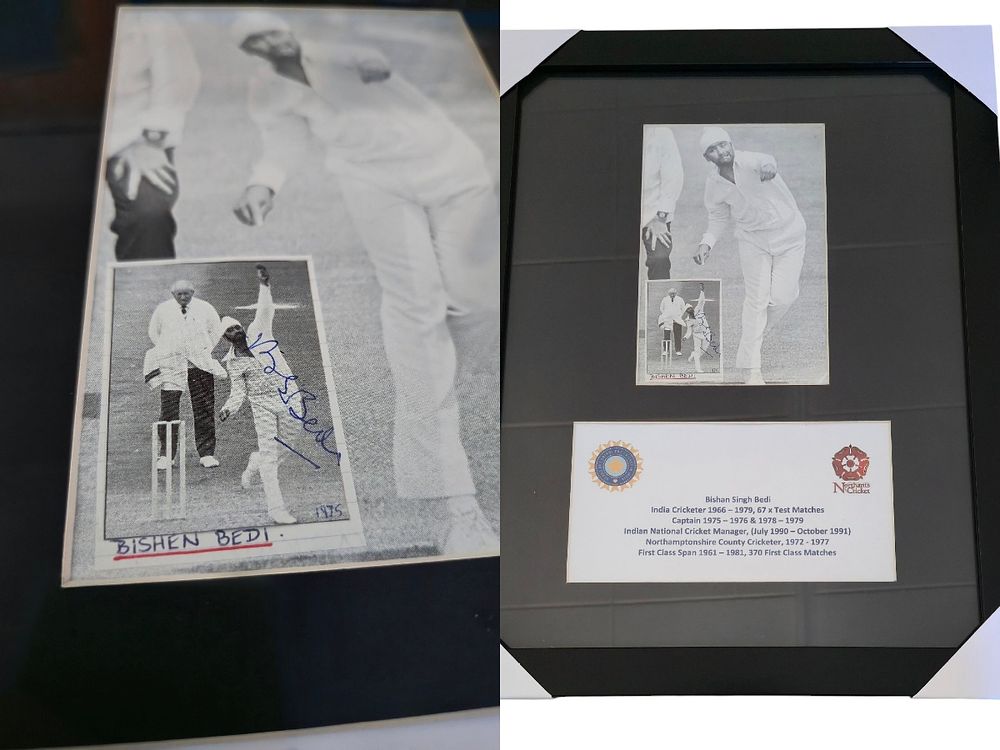 Lot 494: Bishen Singh Bedi signed black and white newspaper...