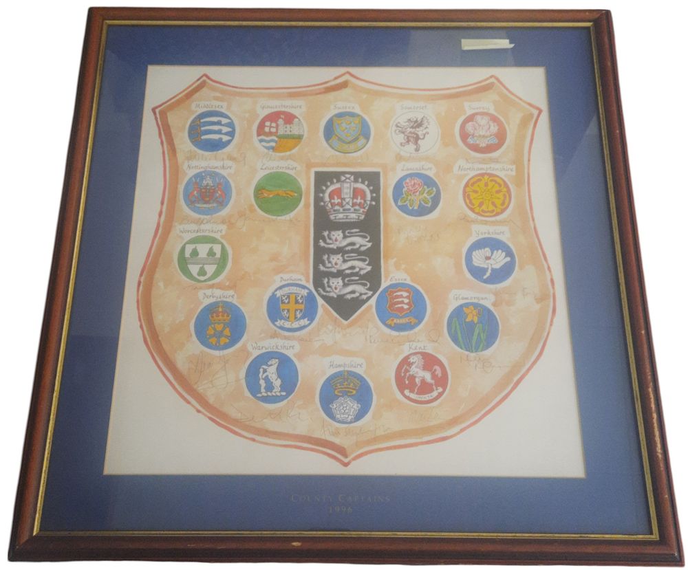 Lot 498: Cricket County Captains 1996 colour illustration. Signed by...