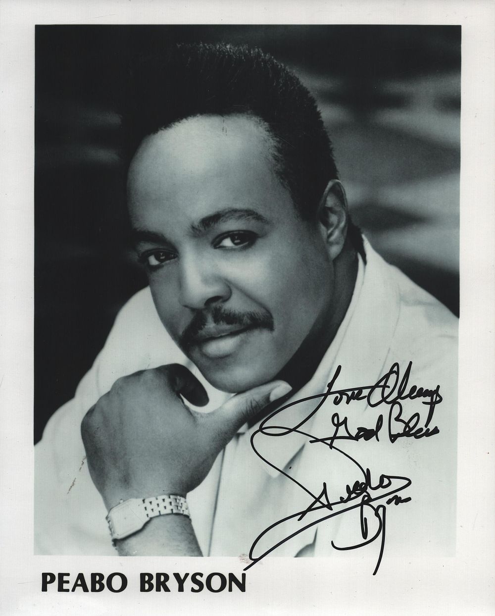 Lot 188: Peabo Bryson signed 10x8inch black and white photo.