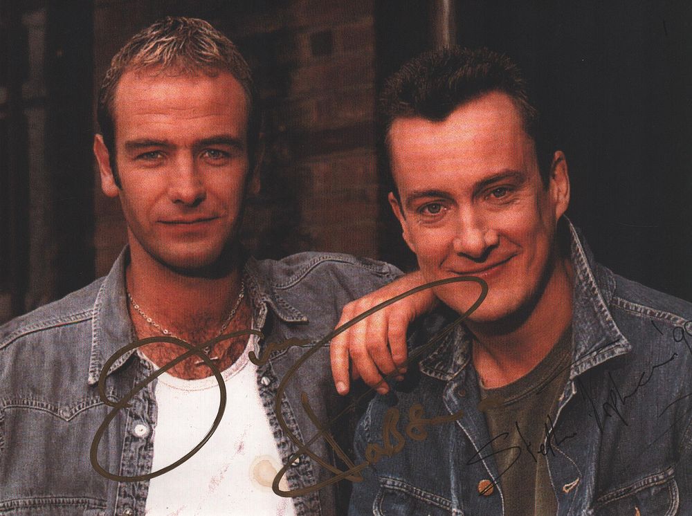 Lot 192: Robson Green and Stephen Tompkinson signed 10x7inch colour...