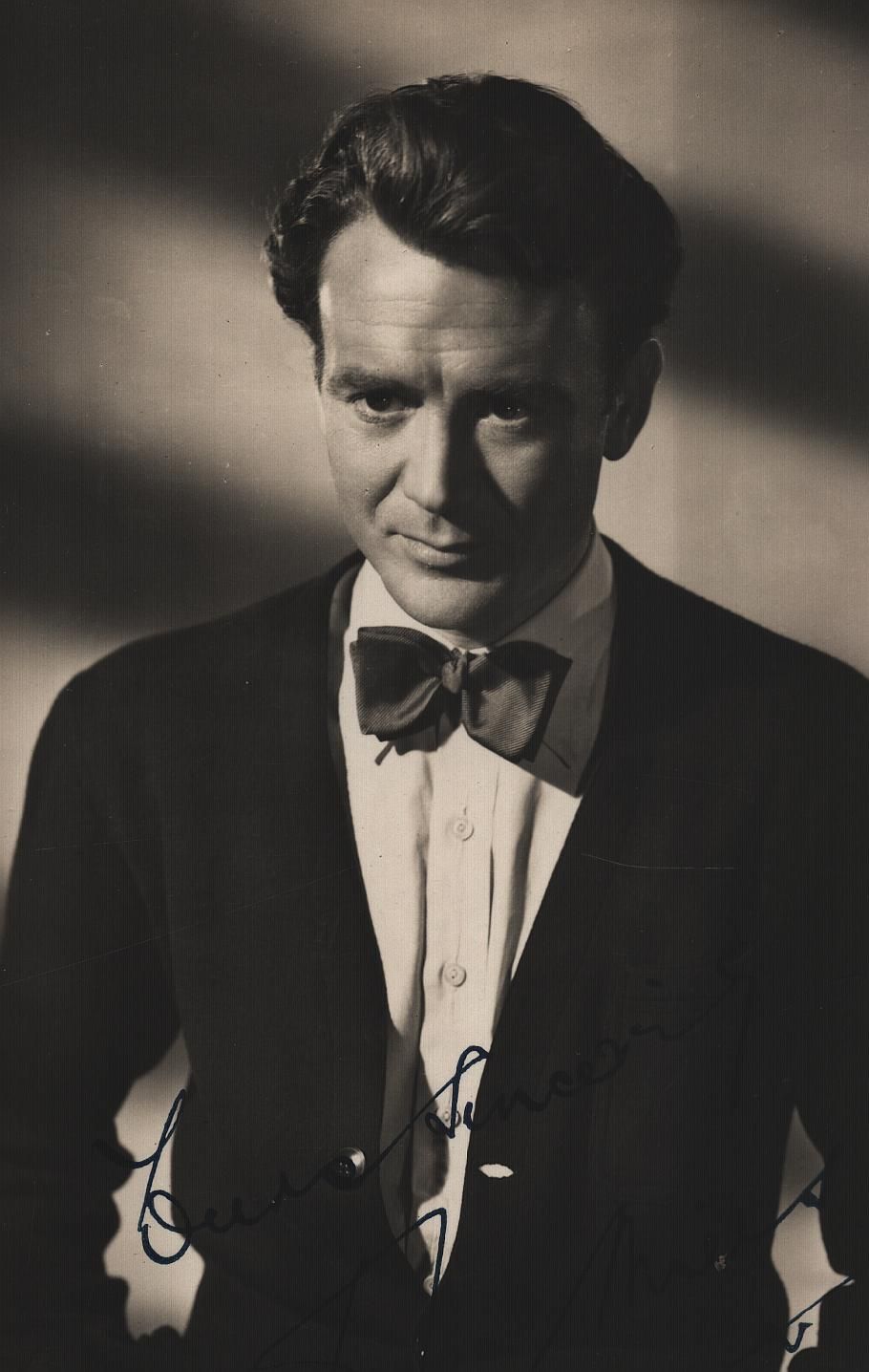Lot 211: John Mills signed 5.5x3.5 inch black & white...