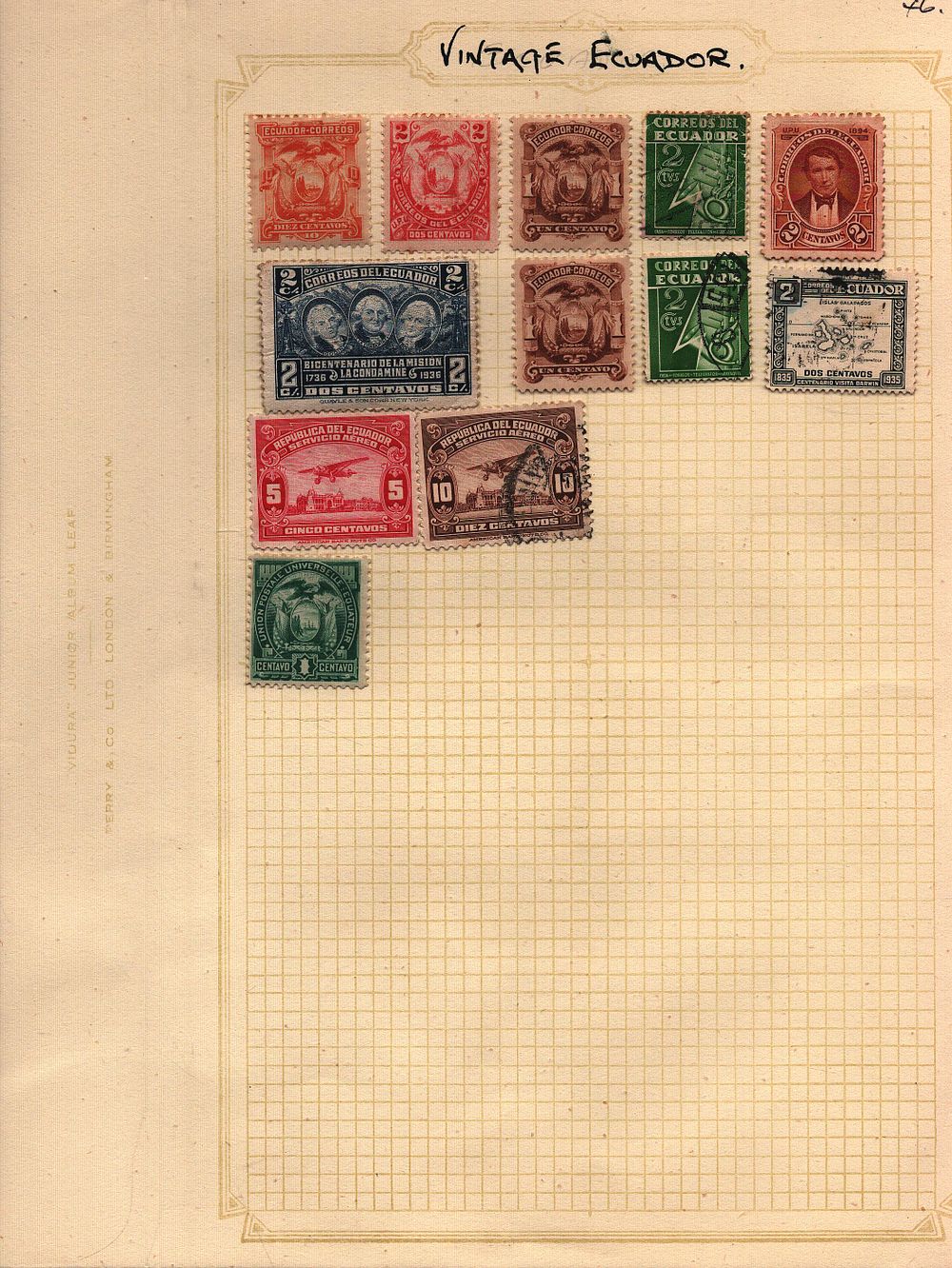 Lot 237: Stamps Collection 10 plus Album page - Ecuador...