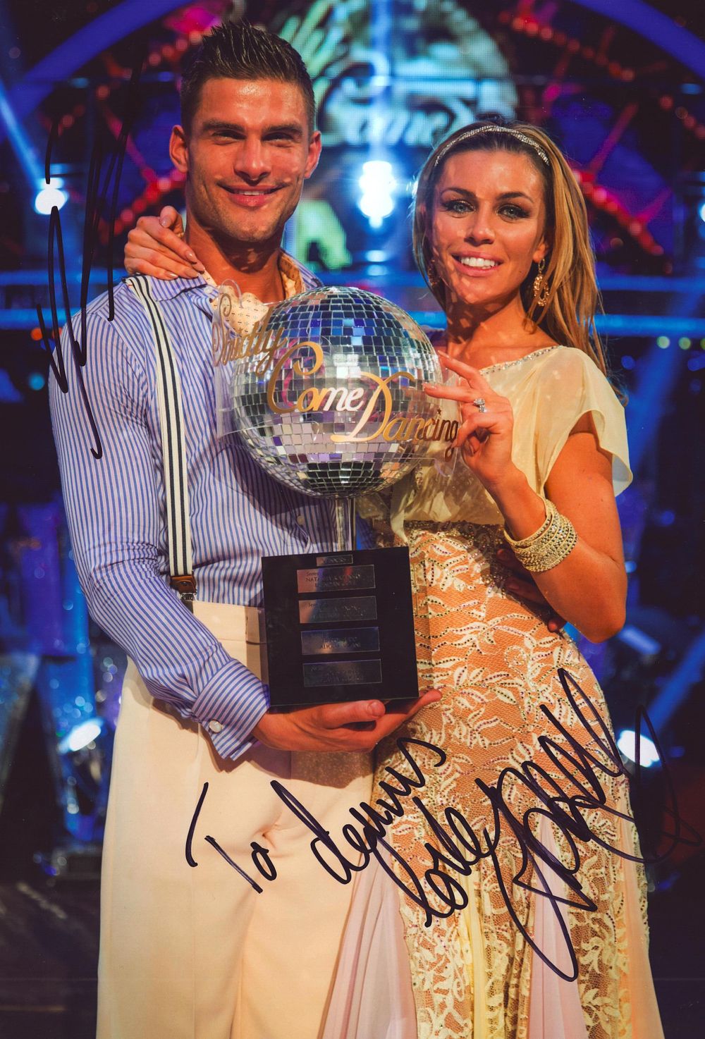 Lot 336: Abbey Clancy and Alijaz Skorjanec signed 12x8inch colour...