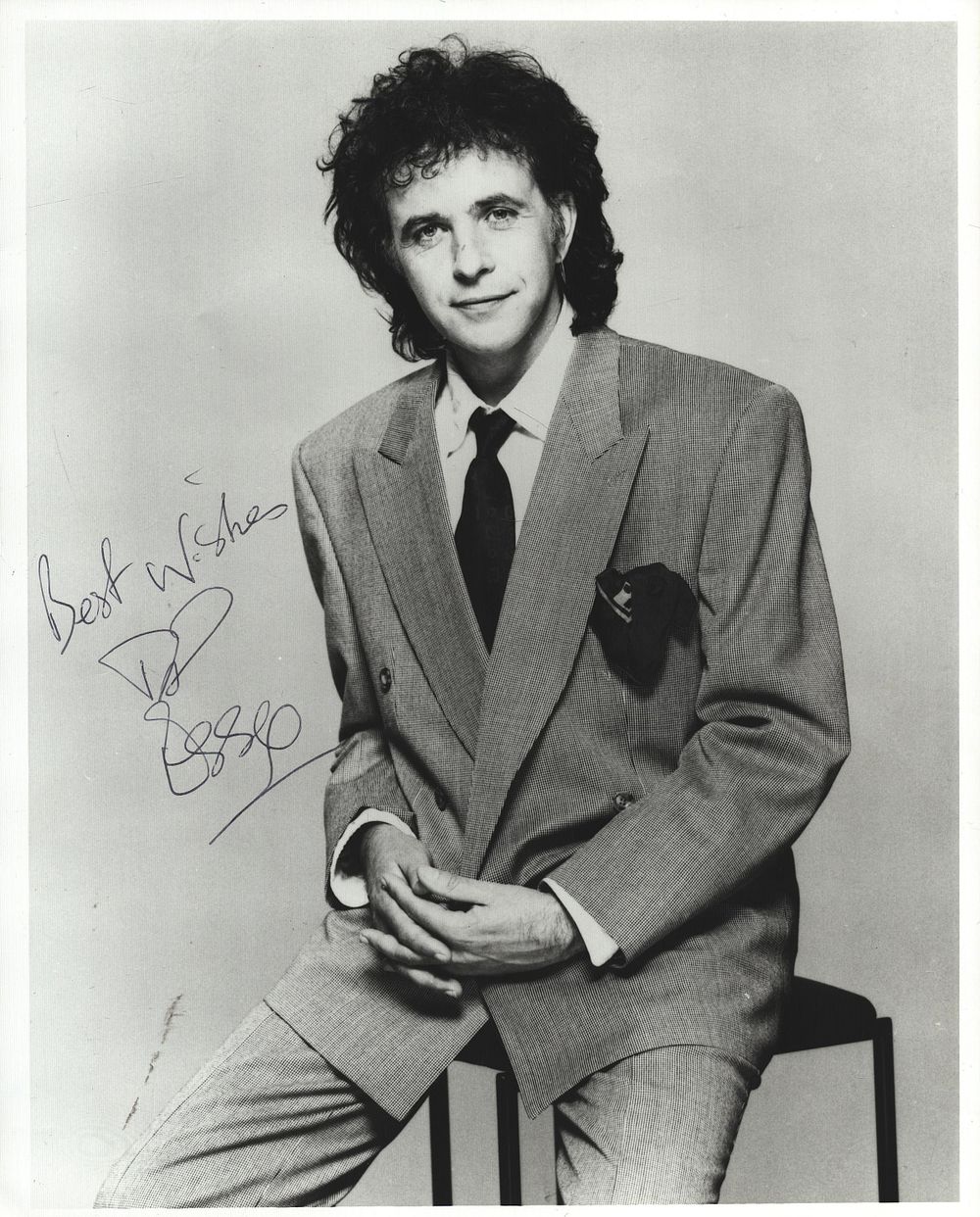 Lot 354: David Essex signed 10xinch black and white photo.