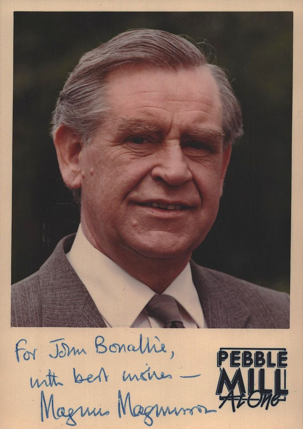 Lot 415: Magnus Magnusson signed 6x4inch colour photo. Dedicated.
