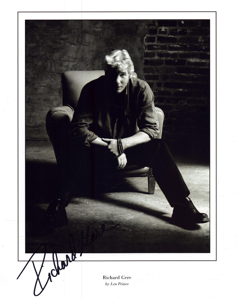 Lot 176: Richard Gere signed 10x8inch black and white photo.