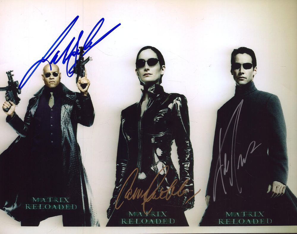 Lot 177: Matrix Reloaded multi signed black and white photo...