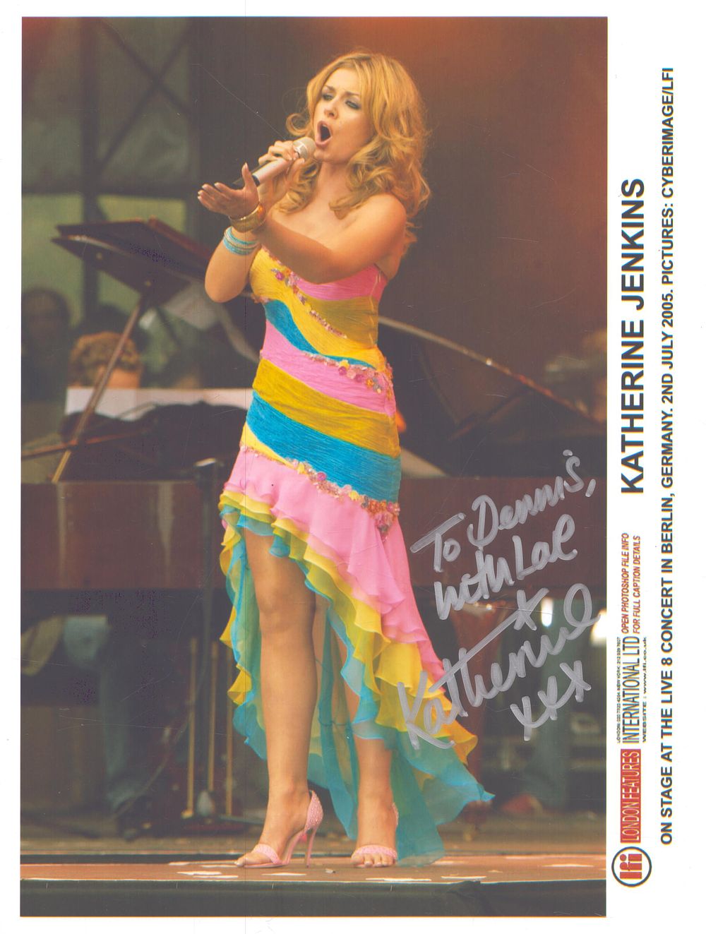 Lot 186: Katherine Jenkins signed 12x8inch colour promo photo. Dedicated.