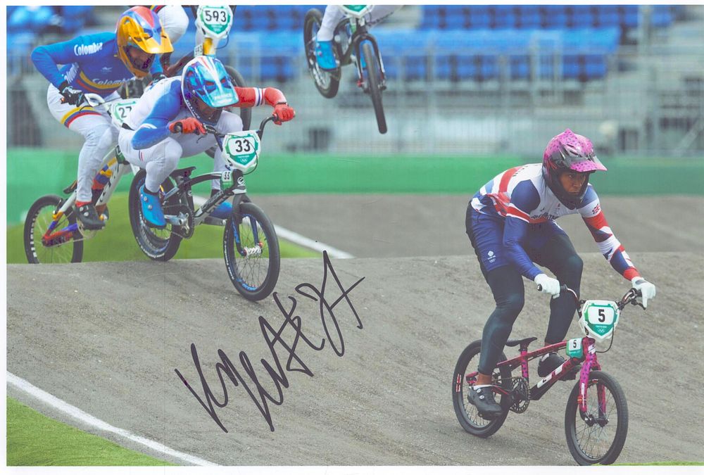 Lot 209: Kye Whyte signed 12x8inch Tokyo Olympics BMX colour...