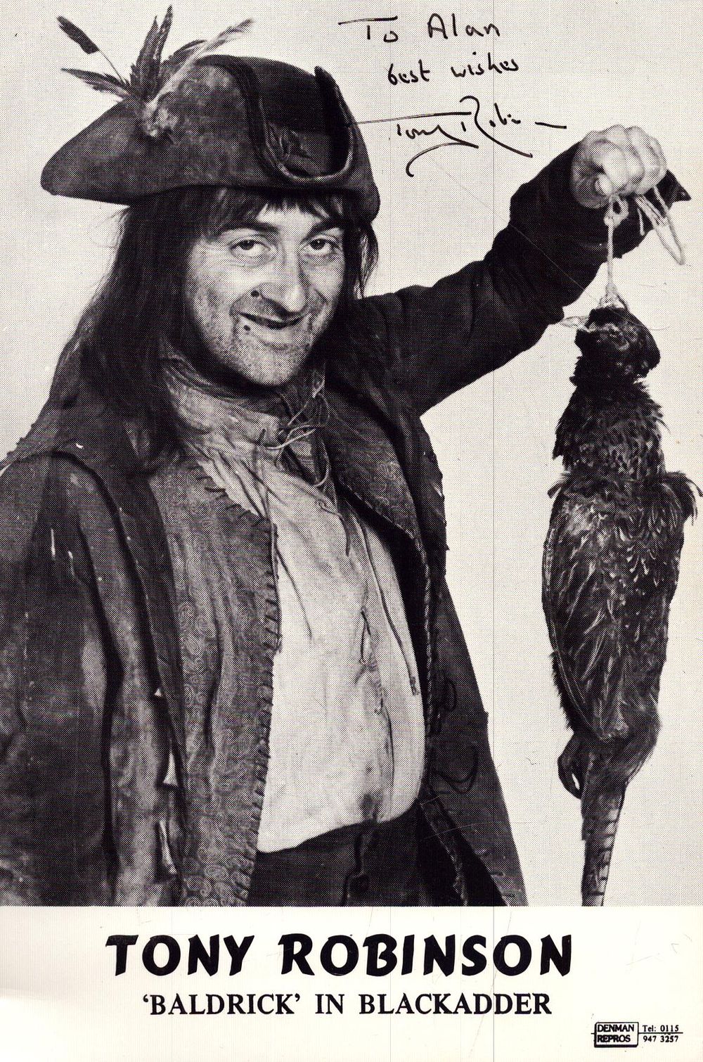 Lot 240: Tony Robinson signed Blackadder 6x4inch black and white...