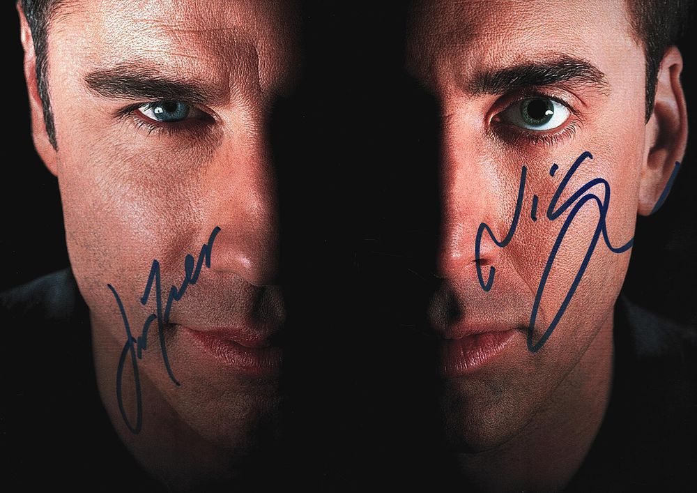 Lot 276: NICHOLAS CAGE & JOHN TRAVOLTA signed Face/Off 8x12...
