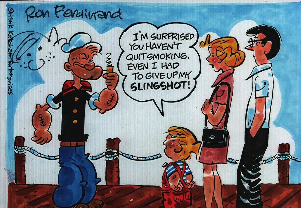 Lot 278: RON FERDINAND Cartoonist signed & Sketch Popeye Photo...