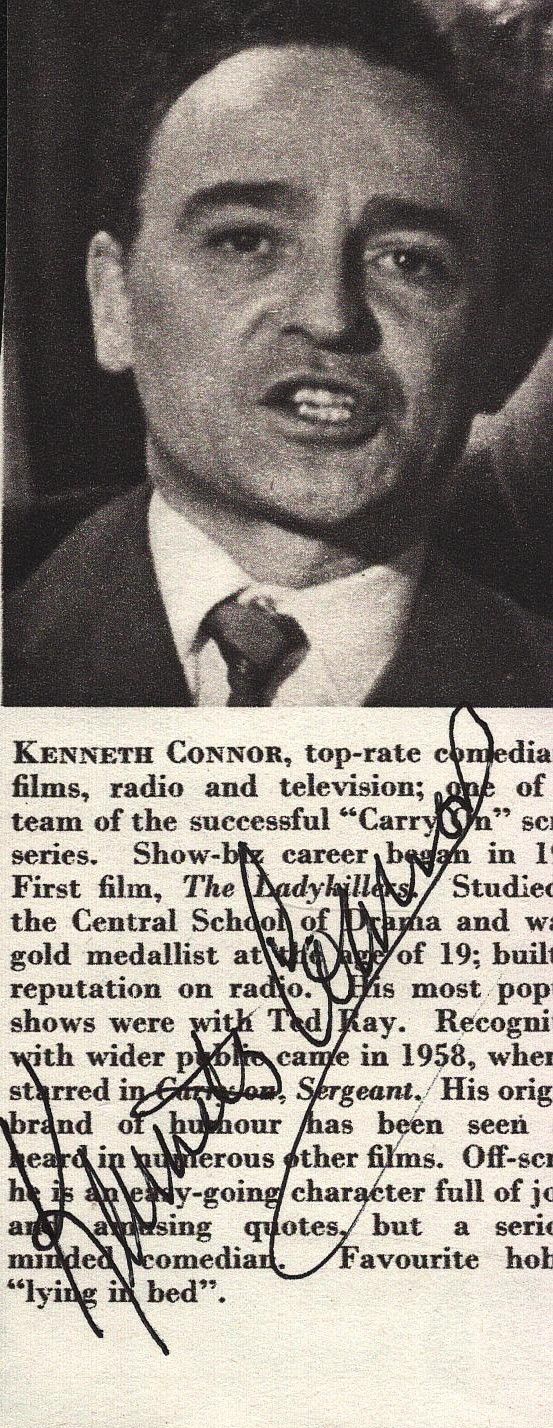Lot 305: KENNETH CONNOR (1918-1993) Carry On Actor signed Picture...