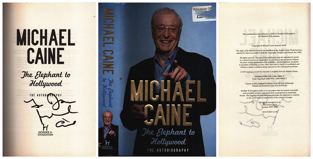 Lot 320: Michael Caine signed hardback book titled The Elephant...