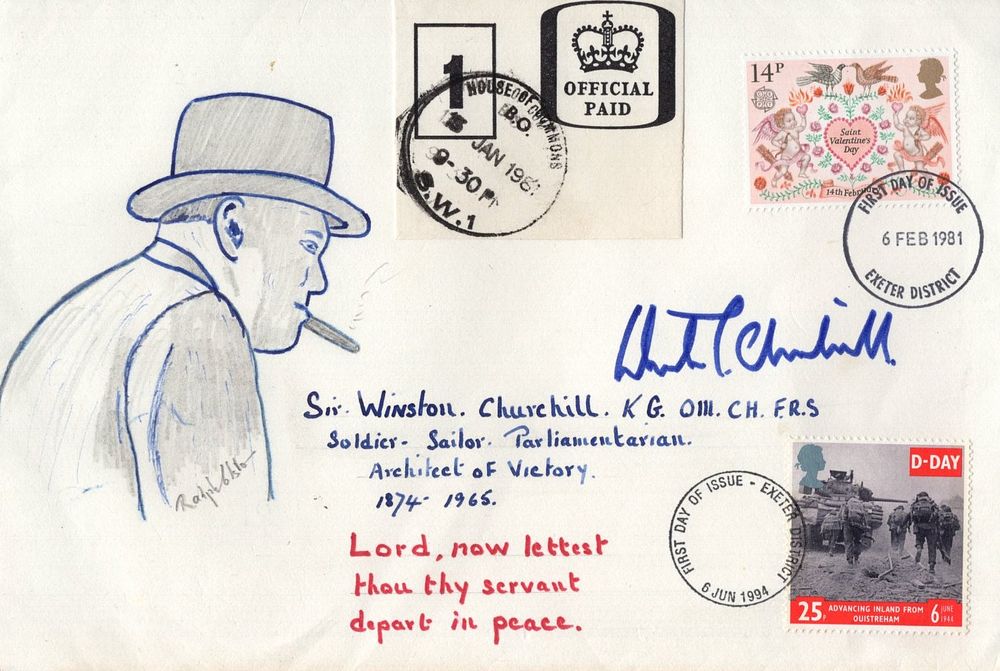 Lot 331: Hand Painted 1981 Winston Churchill FDC with House...