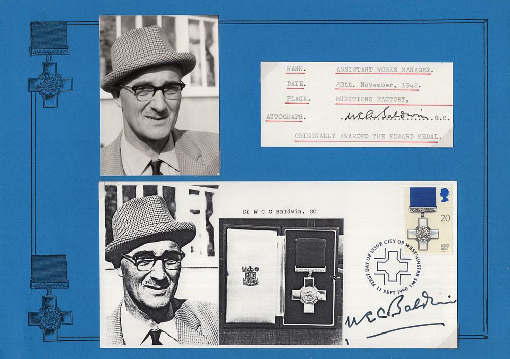 Lot 337: George Cross recipient Dr W.C Baldwin GC signed...