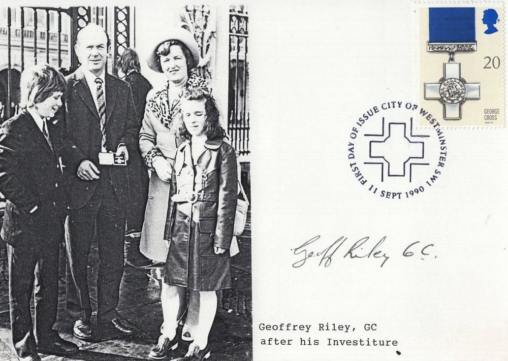 Lot 345: George Cross recipient Geoffrey Riley GC, signed George...