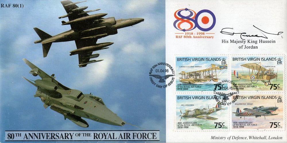 Lot 352: King Hussein of Jordan signed 80th anniversary of...