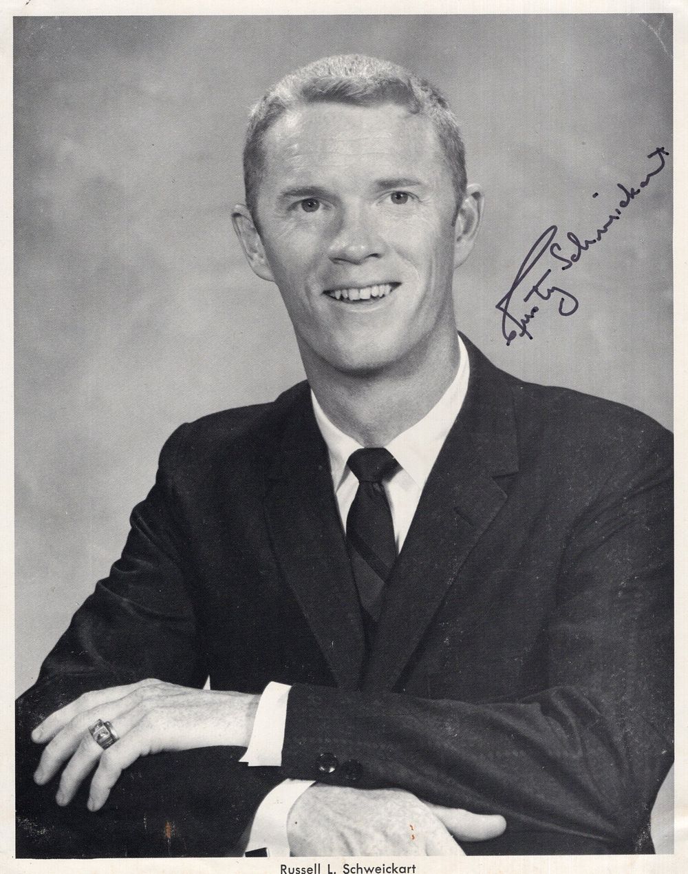 Lot 373: Apollo 9 NASA astronaut Rusty Schweickart signed B&W...