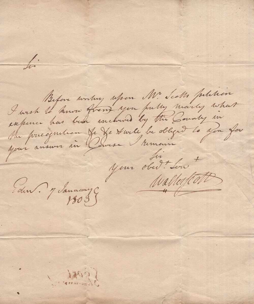 Lot 381: Sir Walter Scott (1771-1832), Novelist, historian and author,...