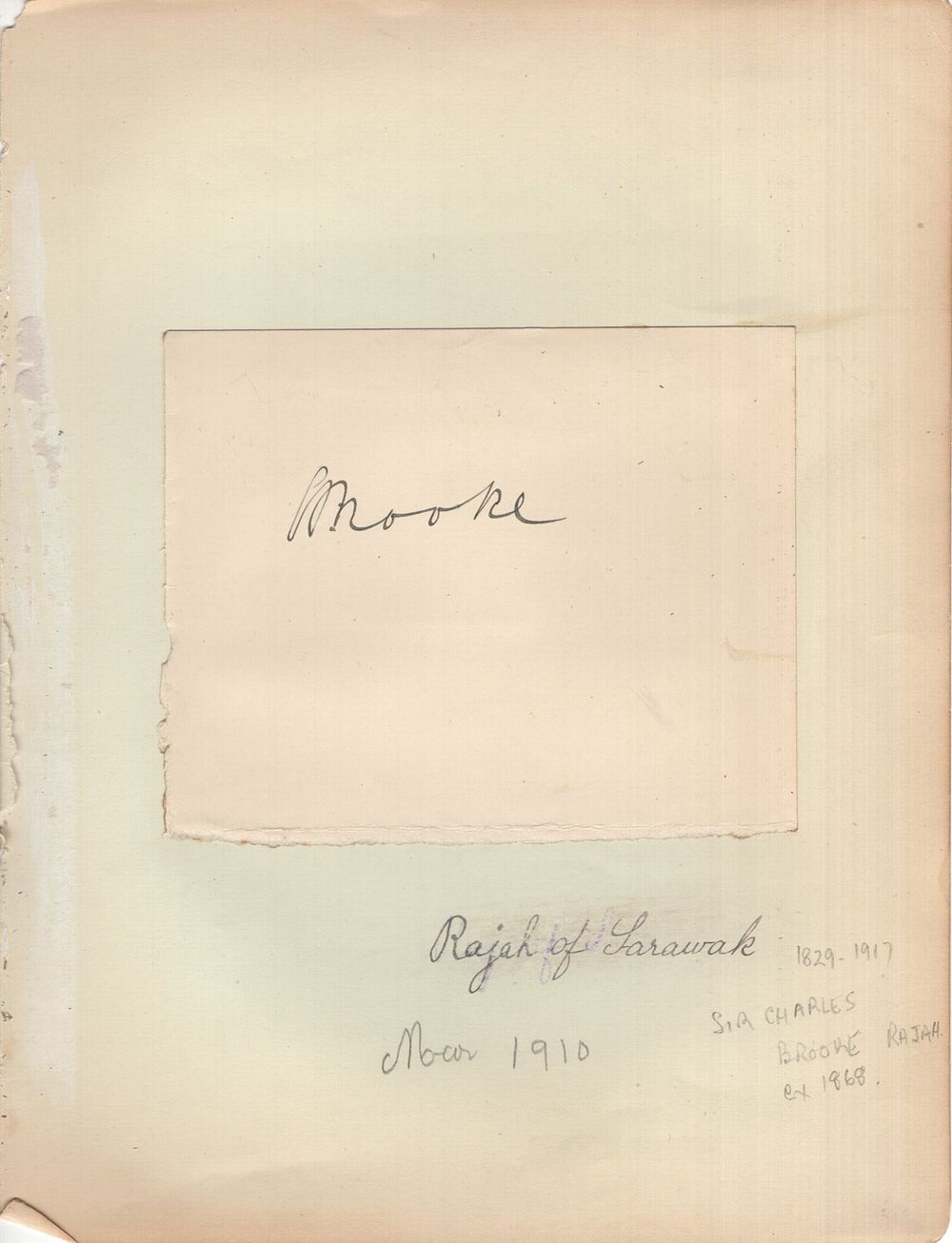 Lot 383: Sir Charles Brooke, Rajah of Sarawak (1829-1917), signed...