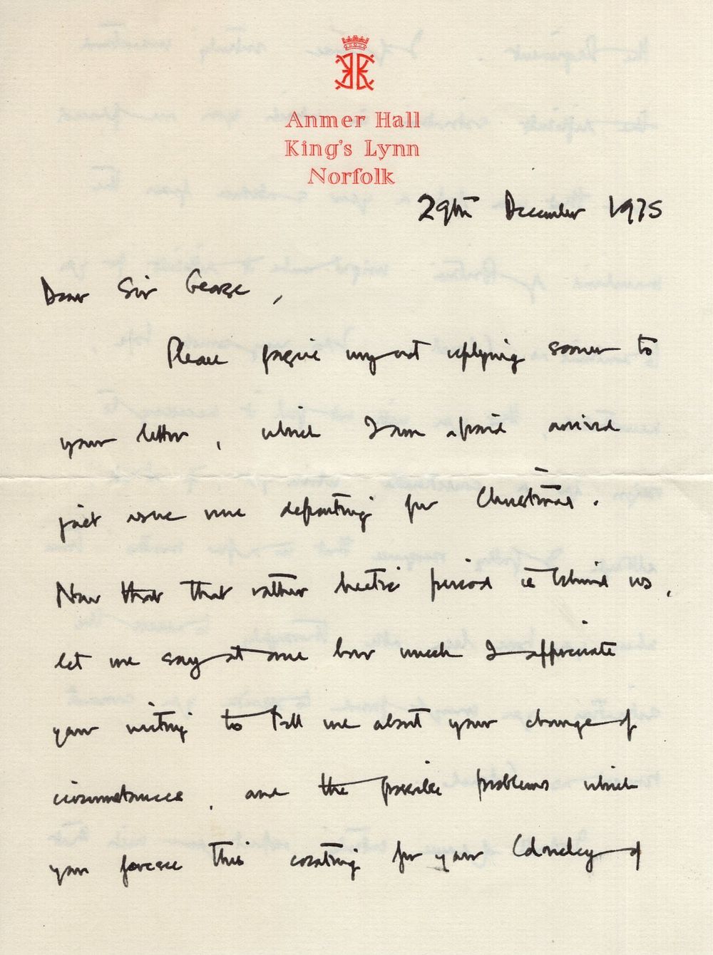 Lot 389: Prince Edward, Duke of Kent, hand written and...