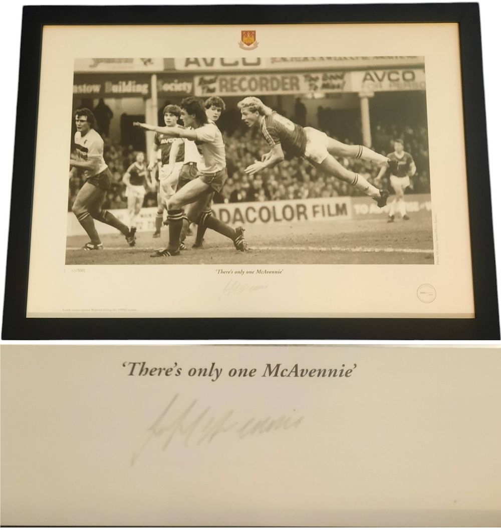 Lot 508: Frank McAvennie signed 25x18 inch framed photo pictured...