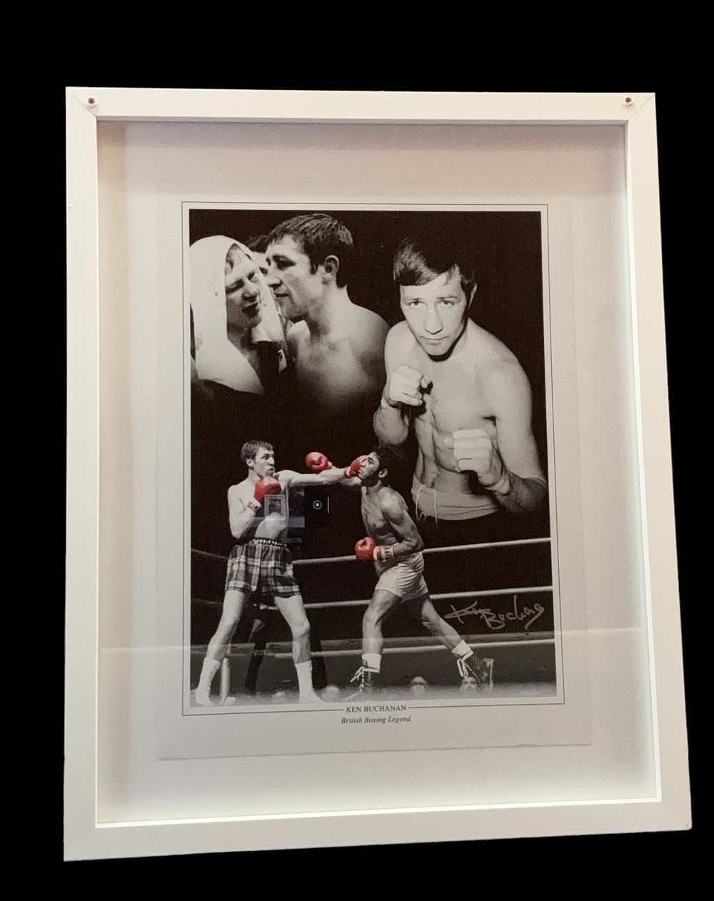 Lot 515: Ken Buchanan signed 21x17 inch overall framed and...
