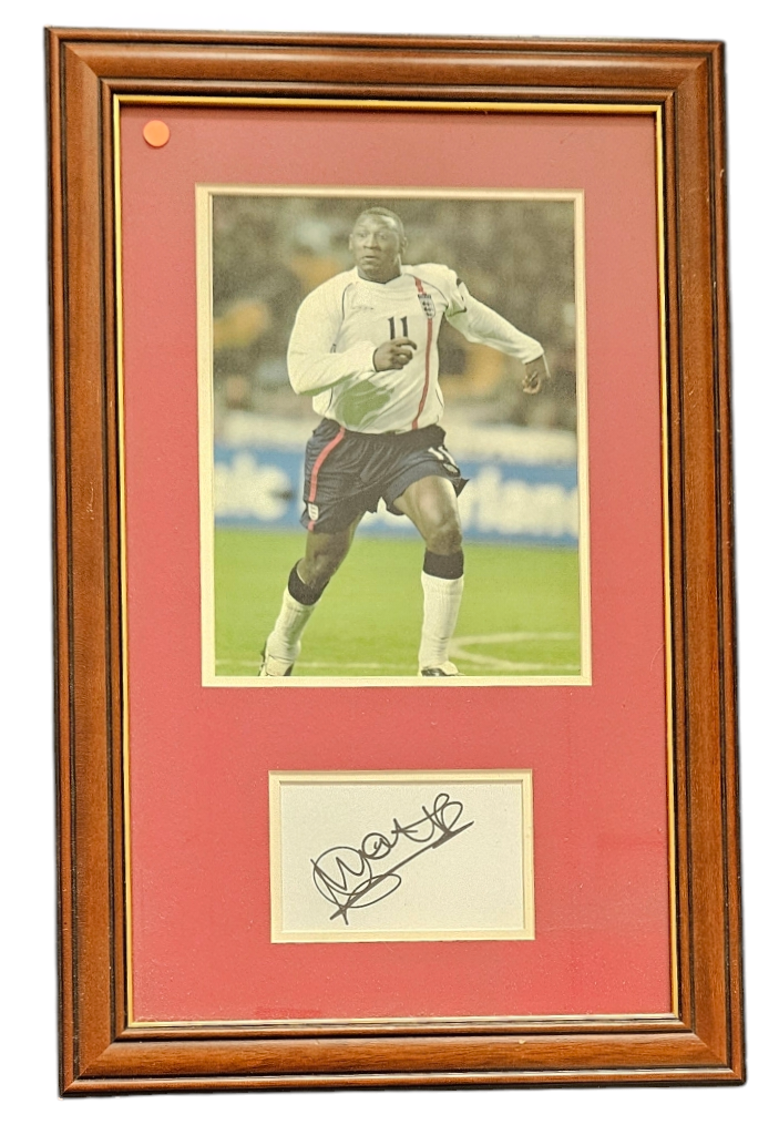 Lot 517: Emile Heskey 22x14 inch overall framed an mounted...