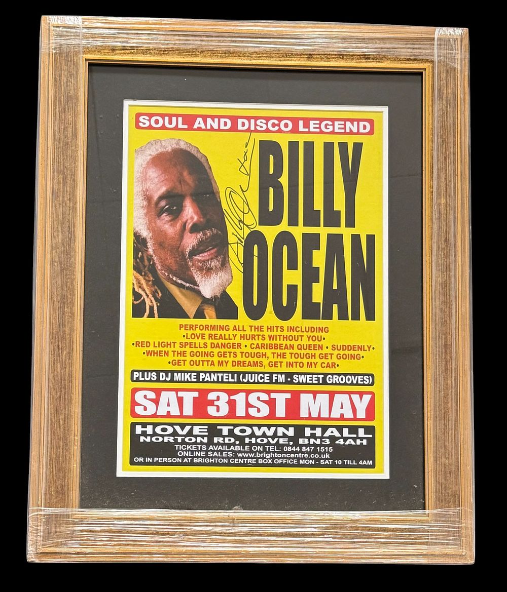 Lot 542: Billy Ocean signed 23x19 inch overall framed and...