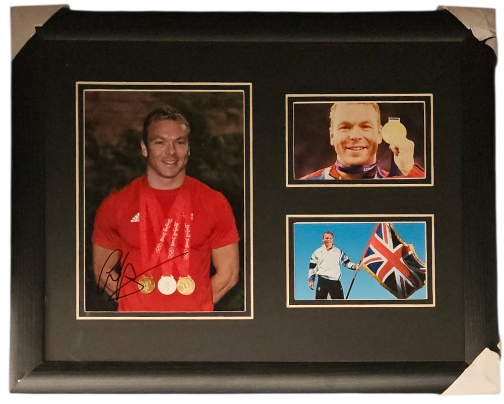Lot 557: Cycling Chris Hoy 23x19inch overall mounted and framed...