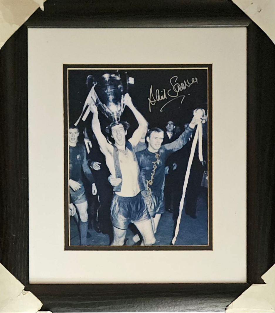 Lot 559: David Sadler and Pat Crerand signed black and...