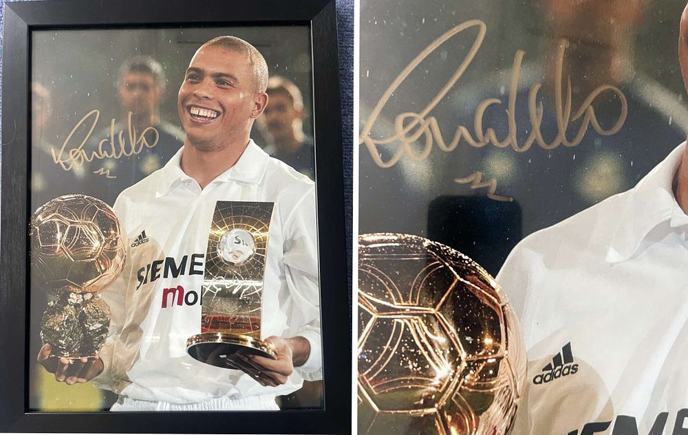 Lot 563: Ronaldo Brazil signed 18x14inch framed colour photograph with...