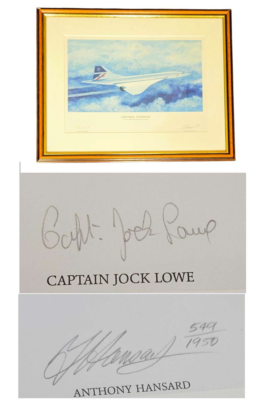 Lot 573: Cptn Jock Lowe and Anthony Hansard signed Concorde...