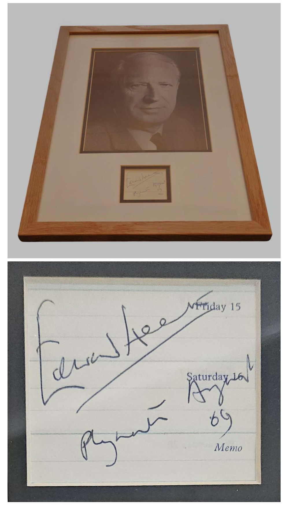 Lot 580: Prime Minister Edward Heath 19x15inch overall framed and...