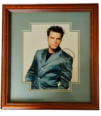 Lot 583: Ricky Martin signed 16x14 inch overall mounted and...