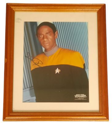Lot 584: Tim Russ signed 14x11 inch overall framed and...
