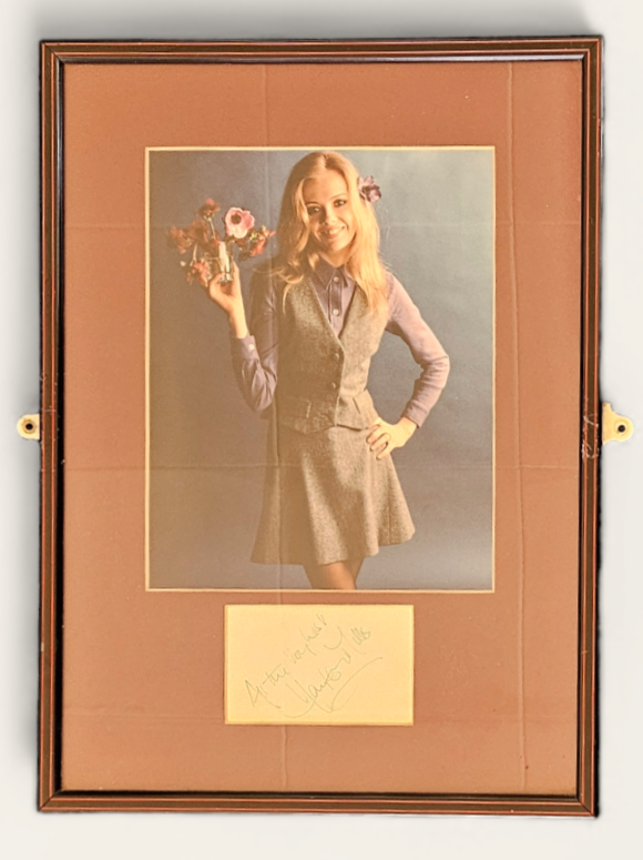 Lot 585: Hayley Mills signature piece with colour photo. Framed....