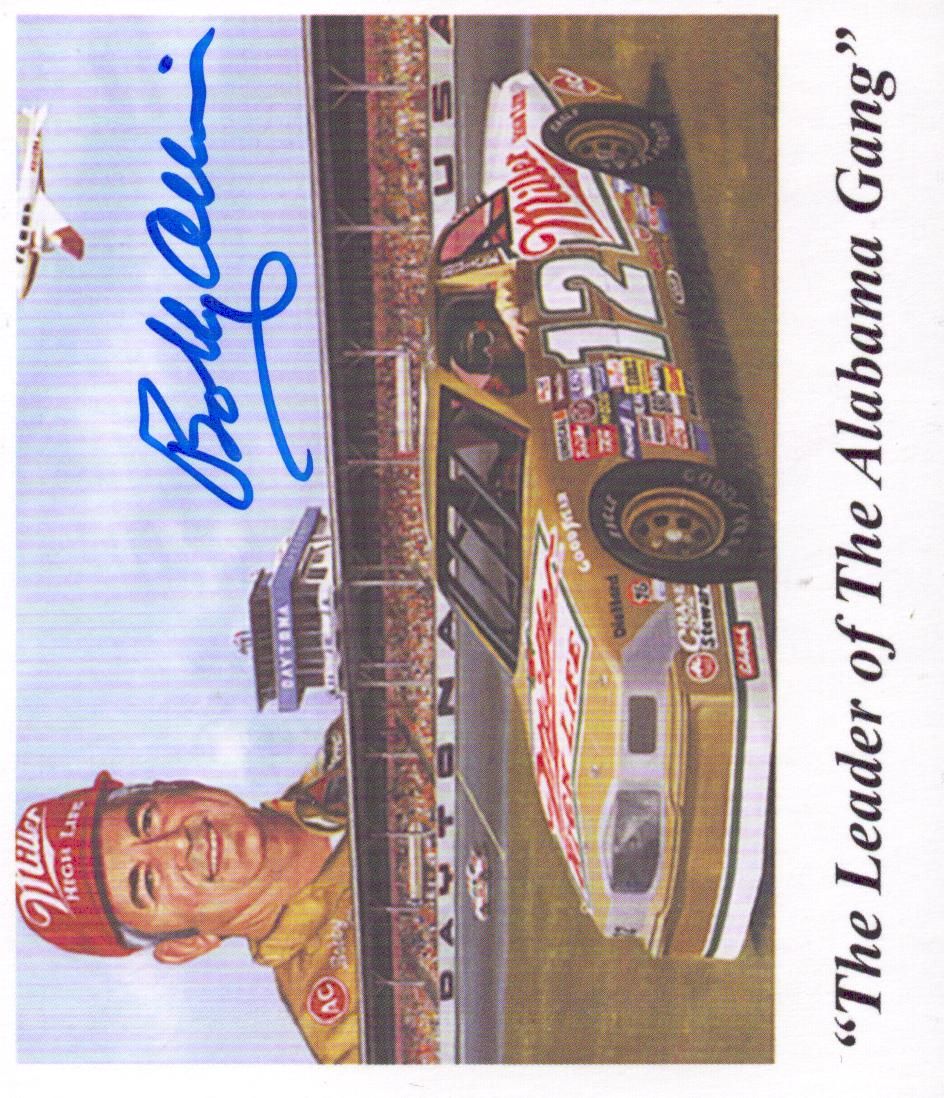 Lot 162: Bobby Allison signed 3x3inch colour illustration.