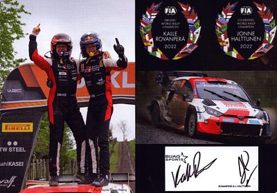 Kalle Rovanpera and Jonne Halttunen signed 6x4inch promo photo.