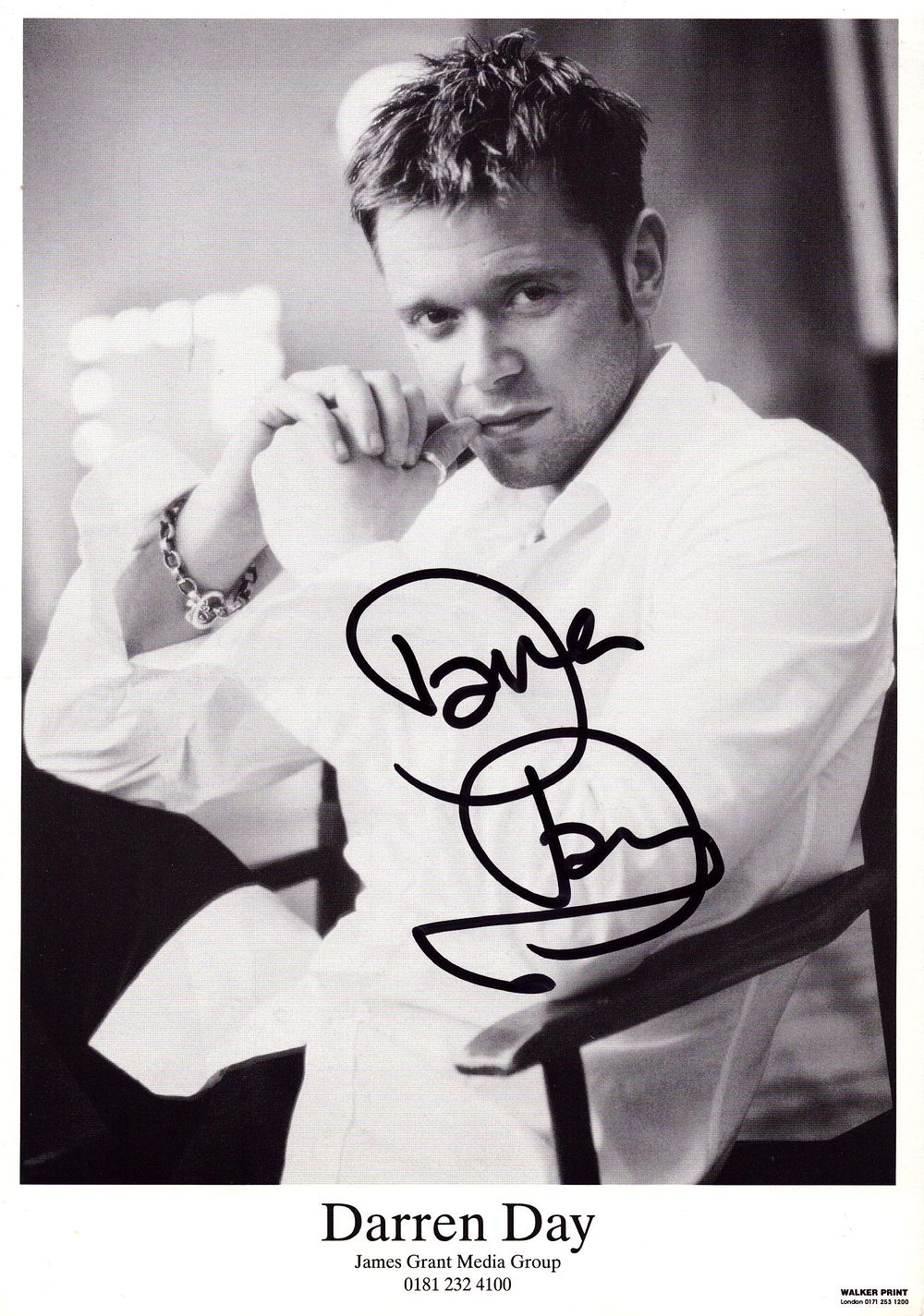 Lot 180: Darren Day signed 8x6inch black and white photo.