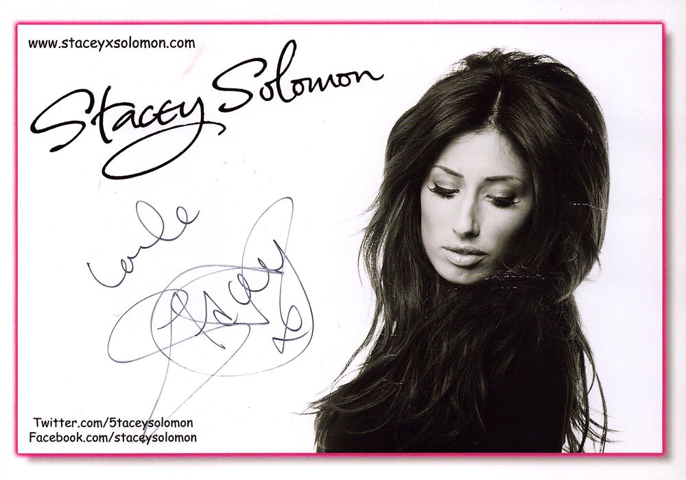 Lot 185: Stacey Solomon signed 8x6inch black and white photo.