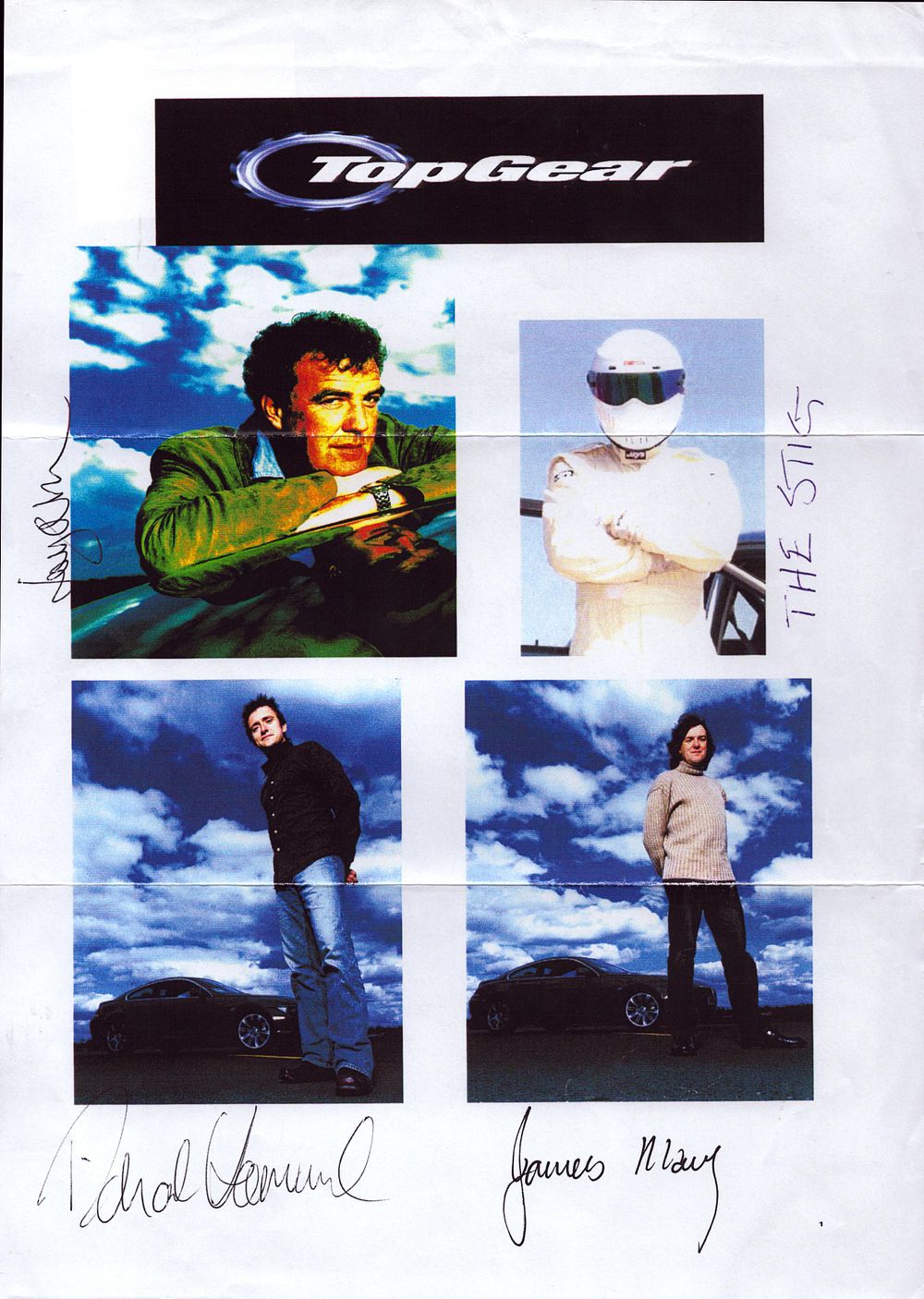 Lot 192: Top Gear signed A4 page.